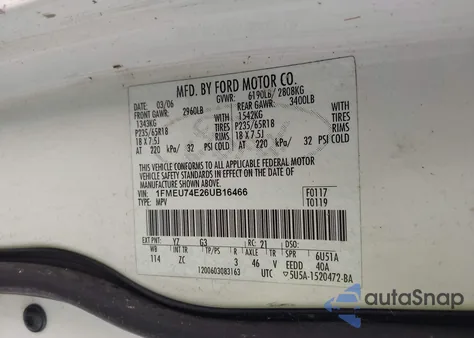 2006 Ford Explorer Eddie Bauer from USA, damaged, VIN 1FMEU74E26UB16466